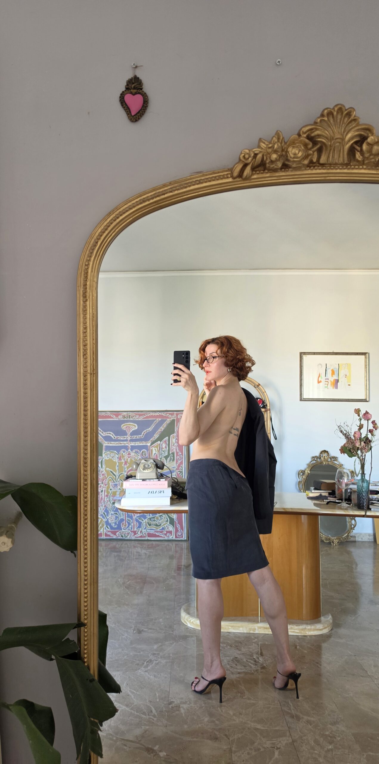 Tailleur vintage minimal in Pura Seta grigio Piombo tg 38/40 - immagine 2