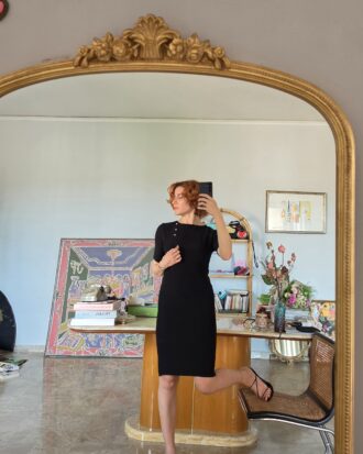 Abito vintage Sartoriale anni 50 in cady di seta nero tg 38/40