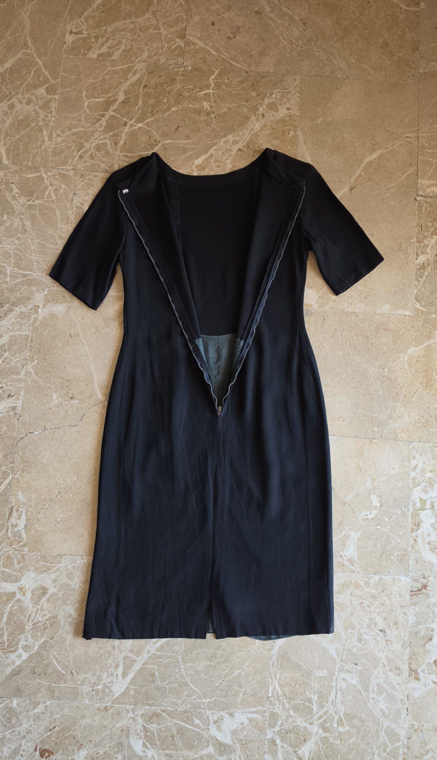 Abito vintage Sartoriale anni 50 in cady di seta nero tg 38/40 - immagine 11