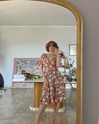 Abito vintage in Mussola di cotone pattern rose