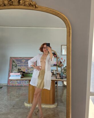 Kimono sartoriale in puro lino bianco tg 38/40