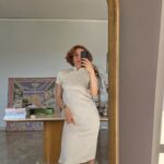 Abito Qipao bianco con pattern rose 42/44