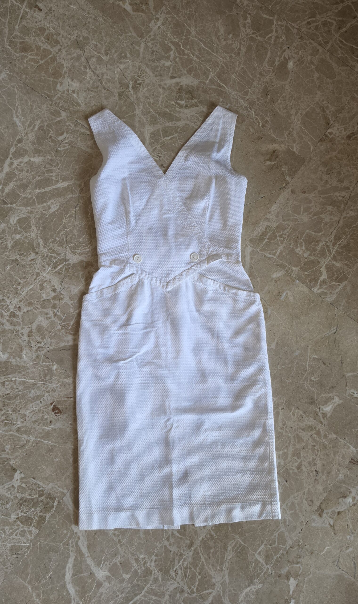 Abito bianco minimalismo geometrico anni 90 in piquet di cotone tg 40/42 - immagine 9