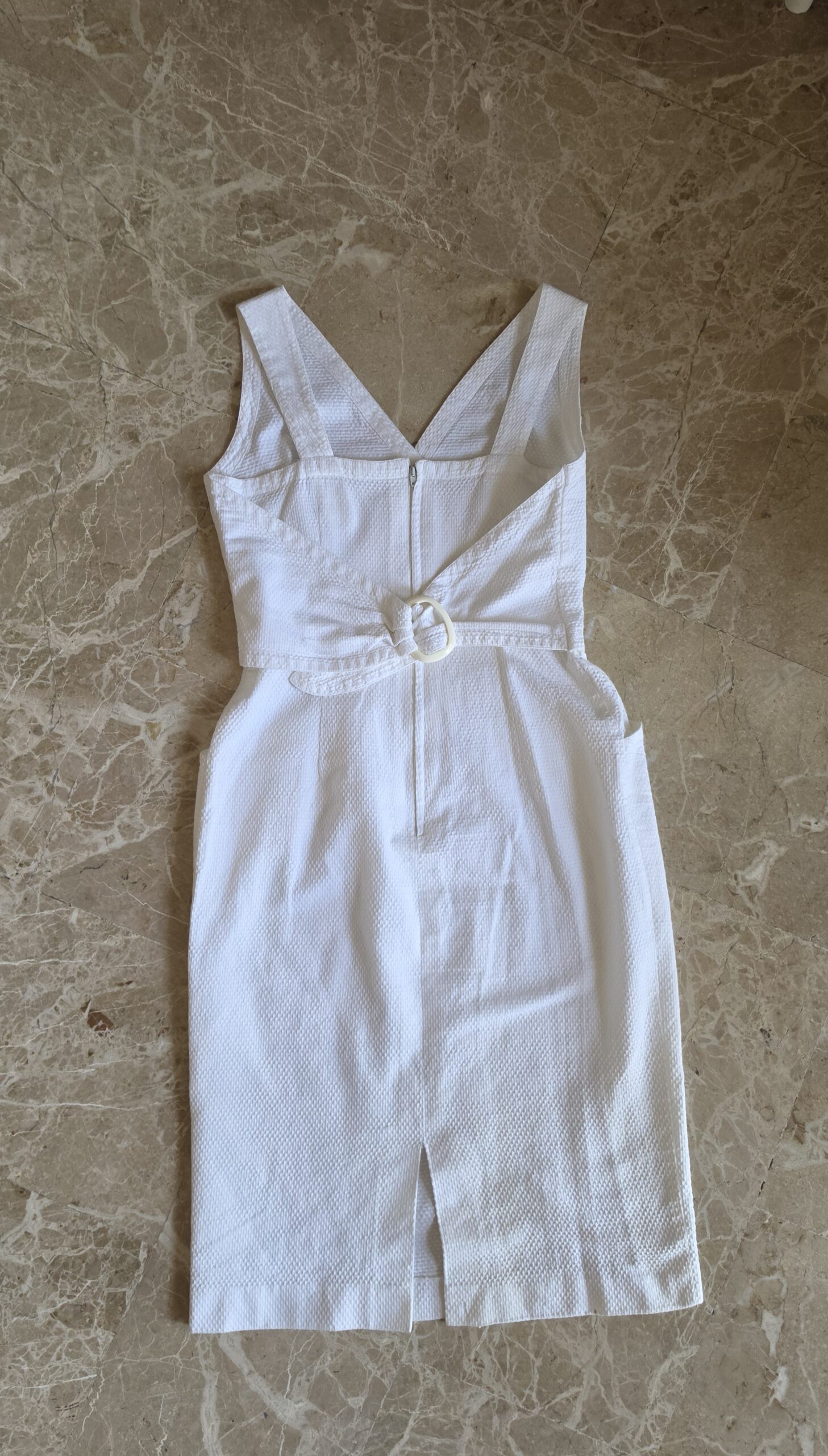 Abito bianco minimalismo geometrico anni 90 in piquet di cotone tg 40/42 - immagine 10