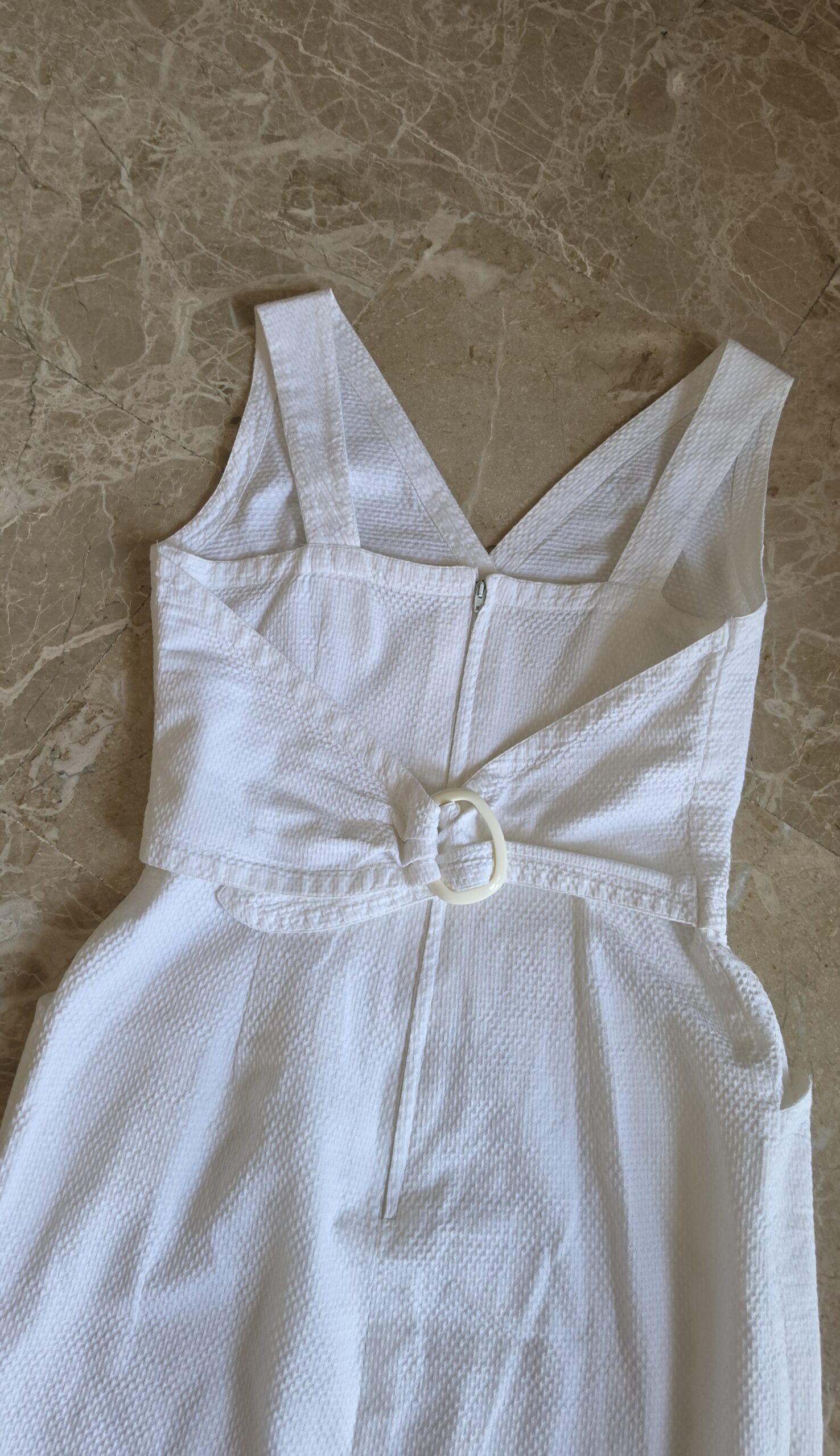 Abito bianco minimalismo geometrico anni 90 in piquet di cotone tg 40/42 - immagine 11