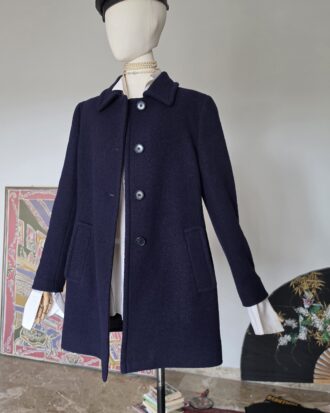 Cappotto PRADA prima linea taglio anni 60 in 100% lana blu