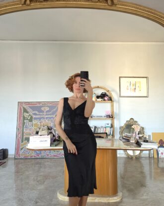 Abito vintage Sartoriale in Seta con ricami e perline tg 40
