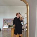 Cappotto in lana nera con pelliccia lapin maculata by Luisa Spagnoli tg42/44