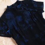 Abito Qipao in velluto devoré nero e blu tg 42