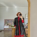Giacca lunga in vera pelle nera da uomo
