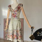 Abito vintage Sartoriale primi anni 60 in jacquard di seta tg 38