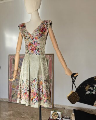 Abito vintage Sartoriale primi anni 60 in jacquard di seta tg 38