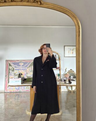 Cappotto 100% Pura lana nera storico Lanificio G.B. Schio tg 46