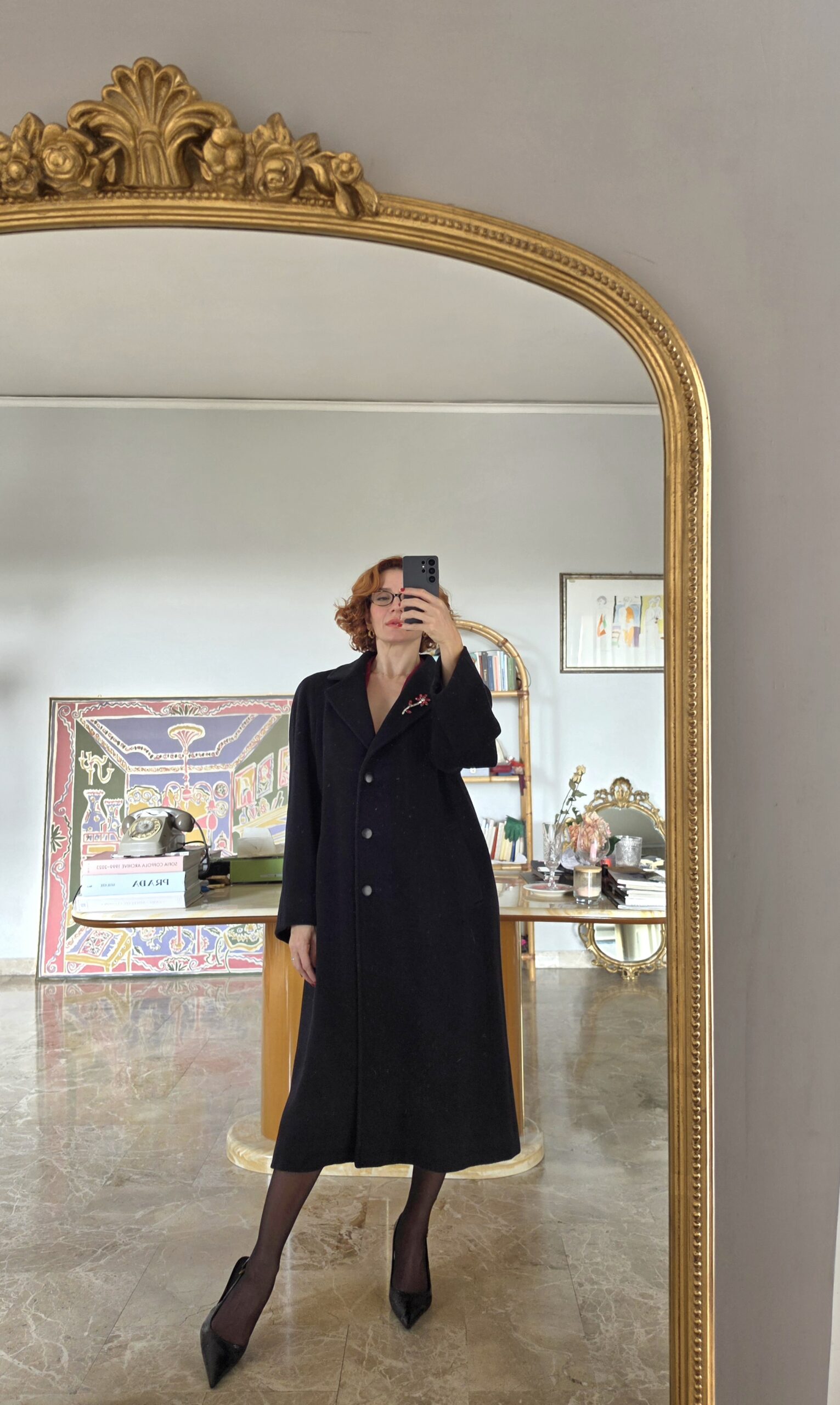 Cappotto 100% Pura lana nera storico Lanificio G.B. Schio tg 46