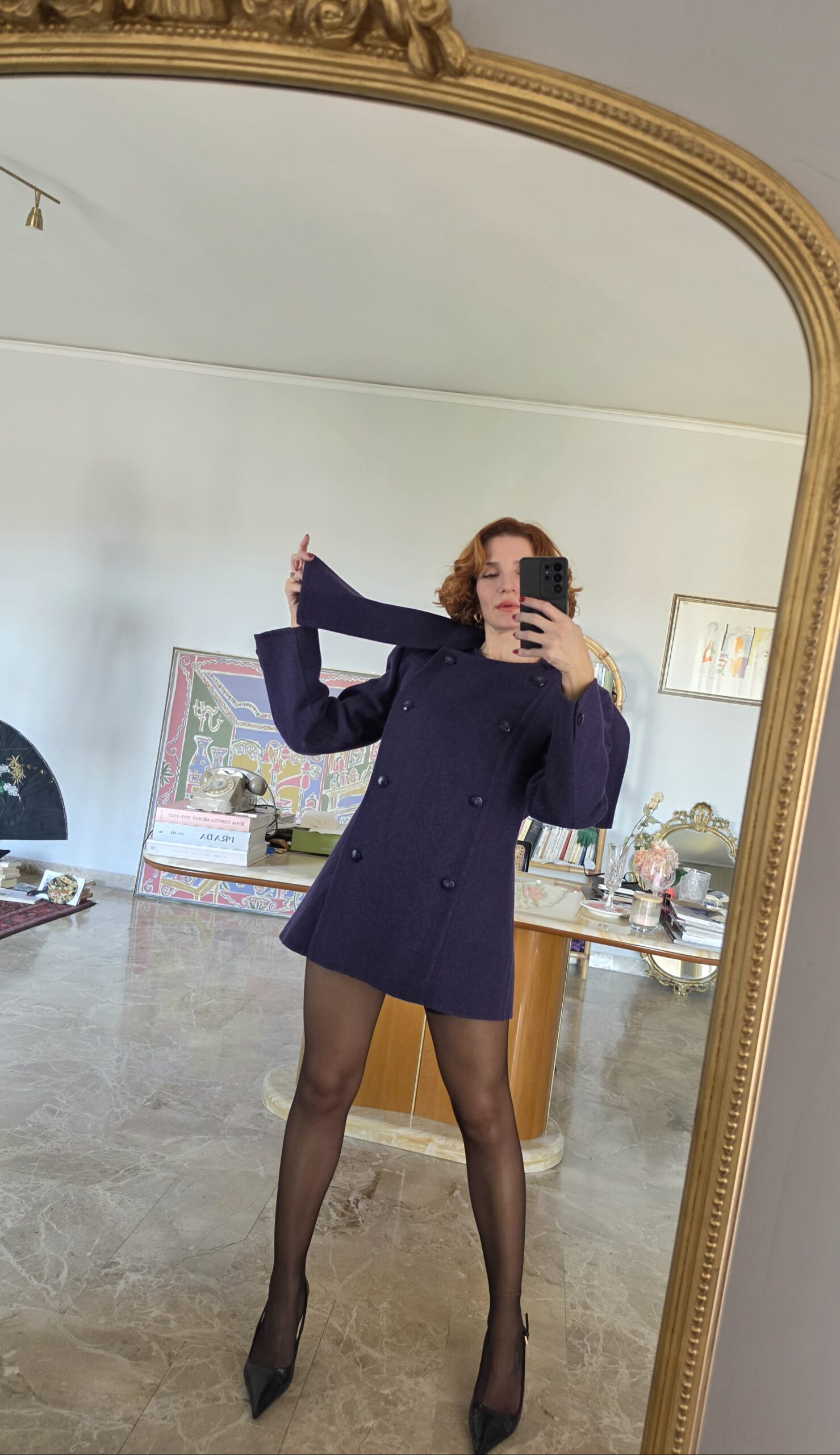Giacca capospalla vintage anni 80 by Pierre Cardin Paris in Pura Lana viola/grigia - immagine 3