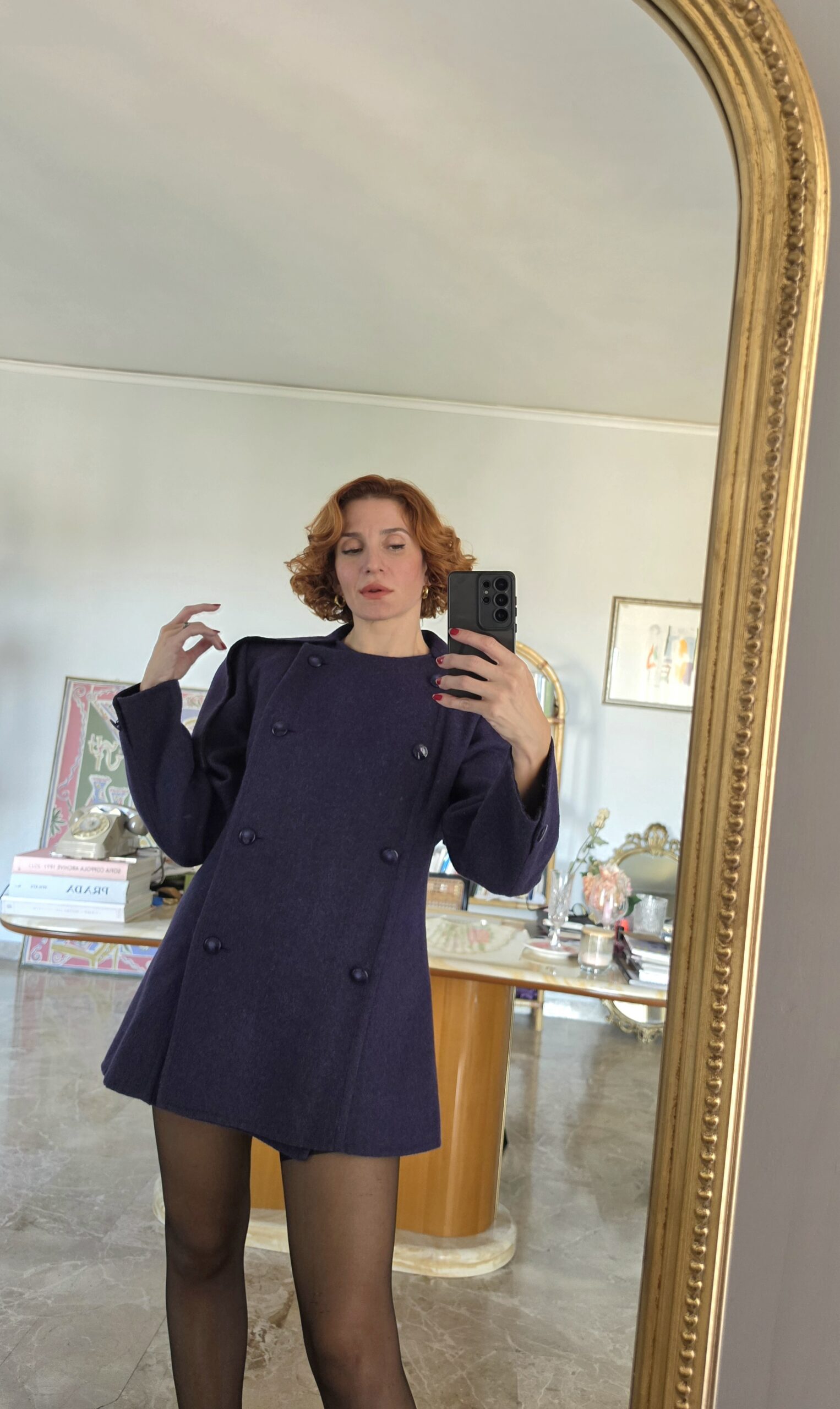 Giacca capospalla vintage anni 80 by Pierre Cardin Paris in Pura Lana viola/grigia - immagine 4