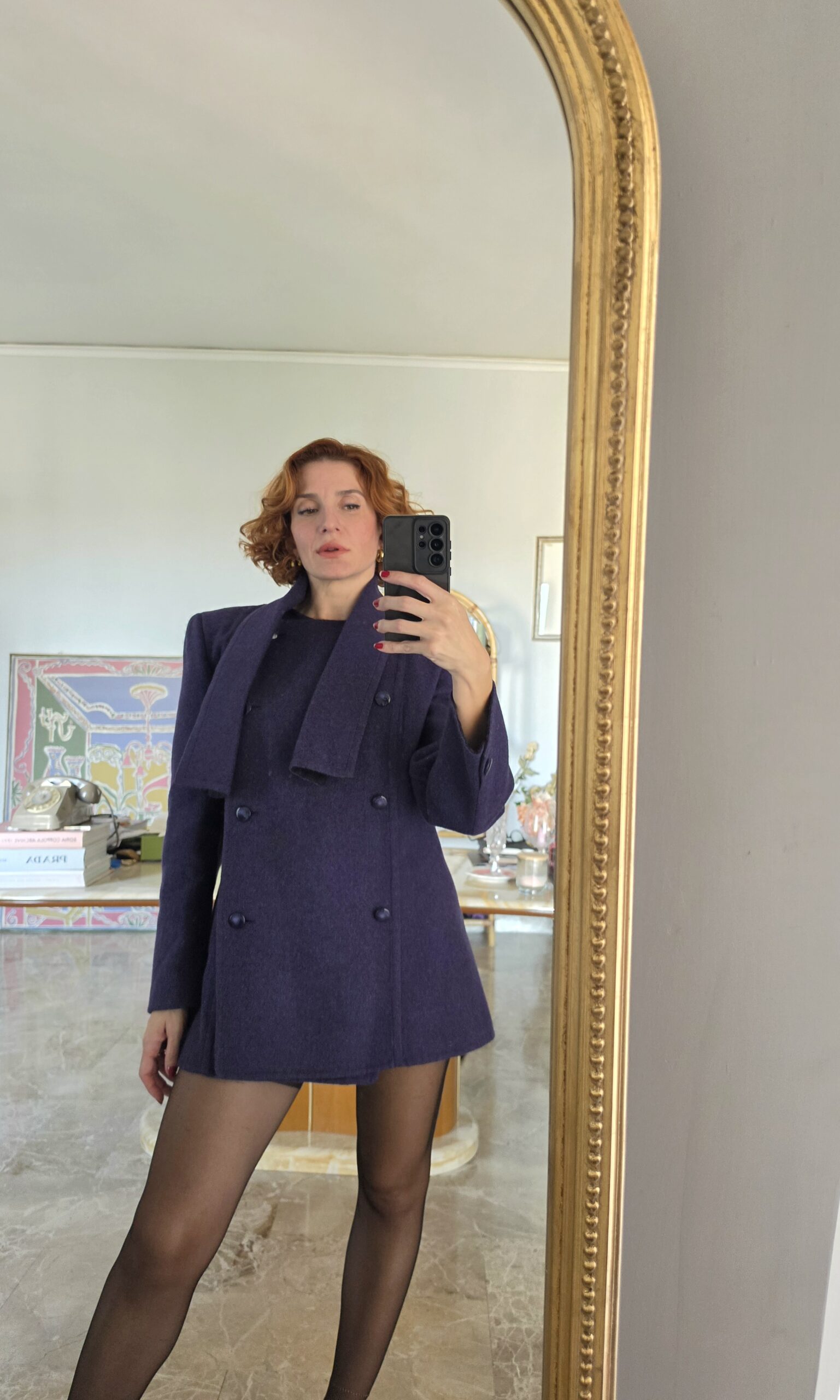 Giacca capospalla vintage anni 80 by Pierre Cardin Paris in Pura Lana viola/grigia - immagine 5