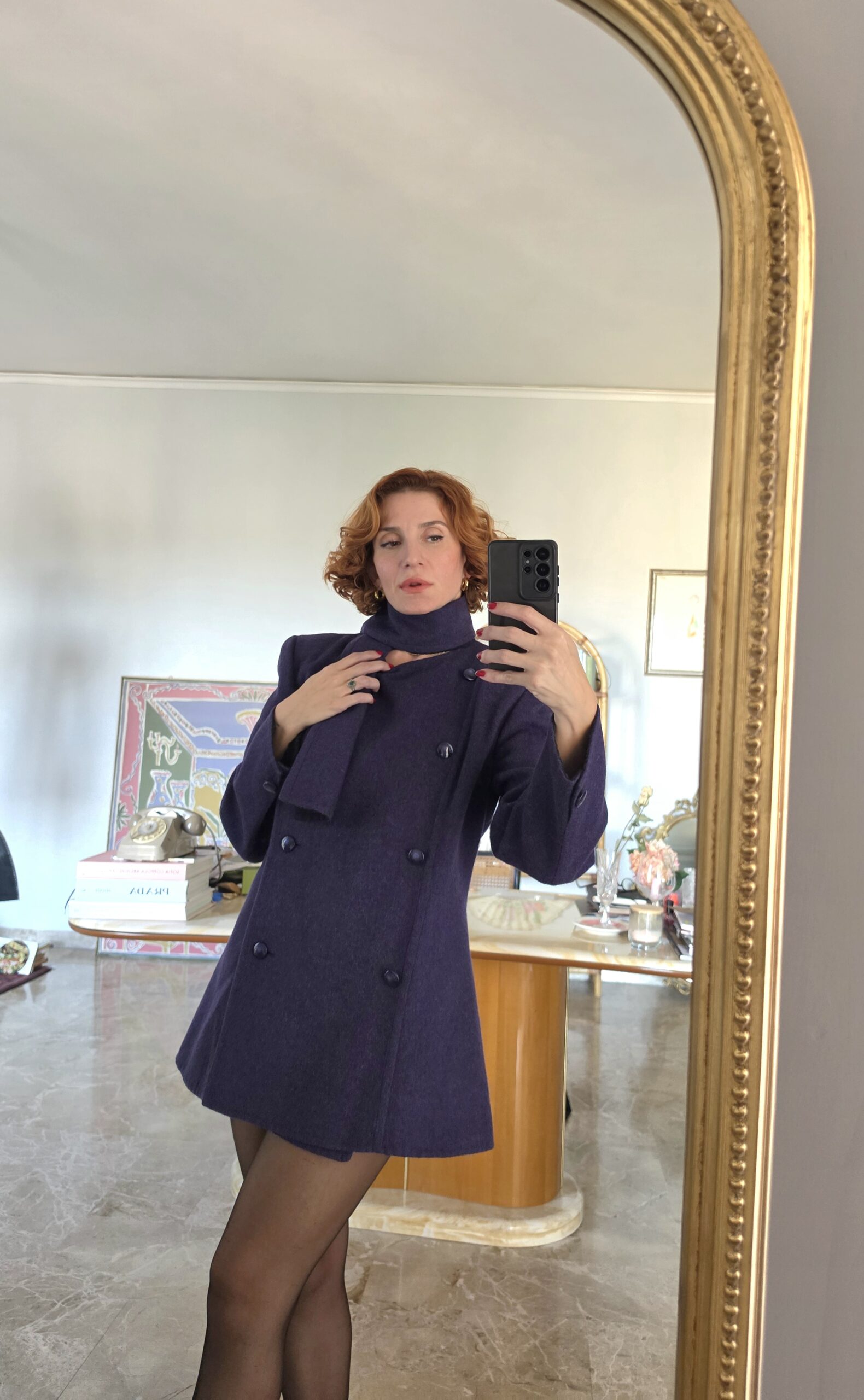 Giacca capospalla vintage anni 80 by Pierre Cardin Paris in Pura Lana viola/grigia - immagine 6