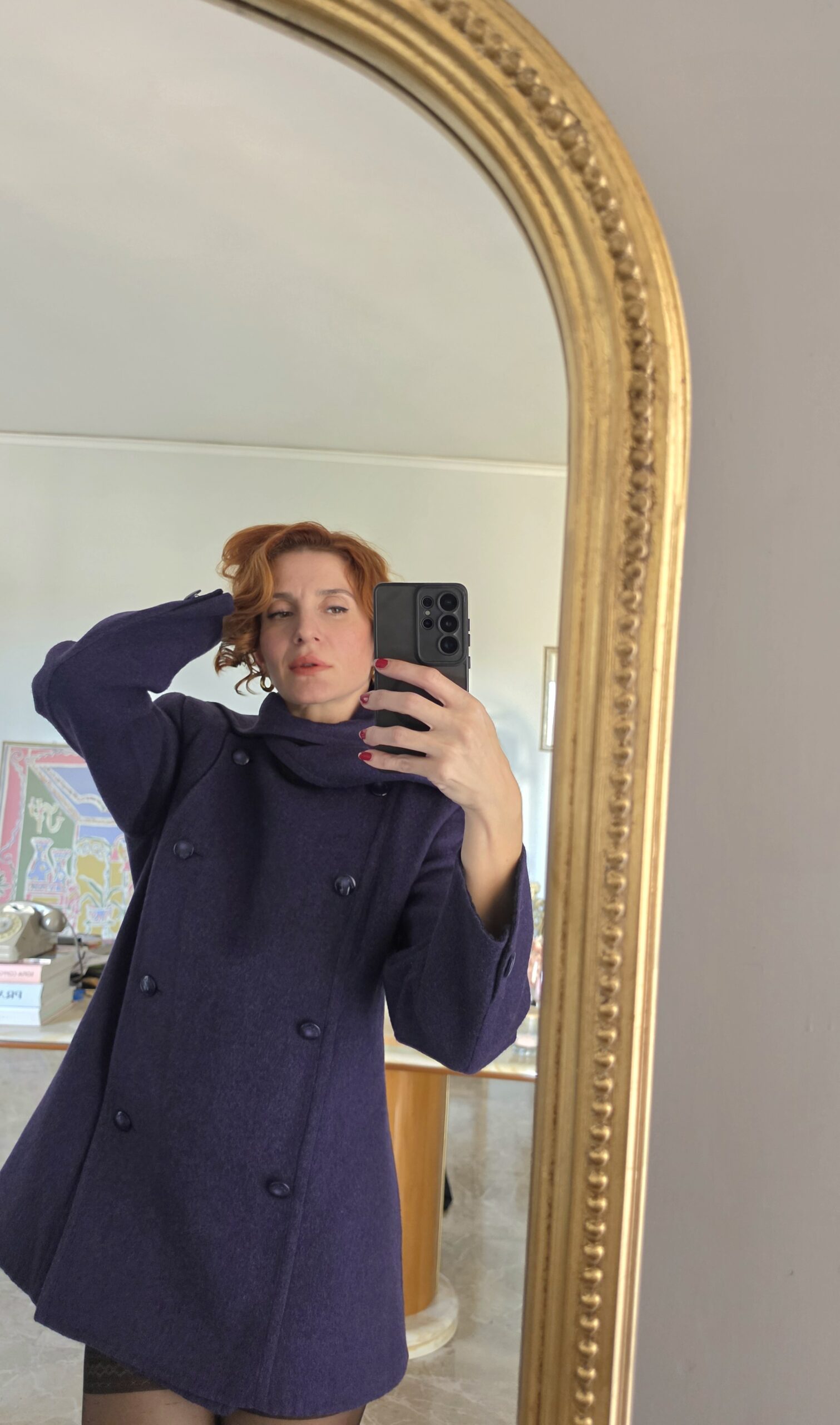 Giacca capospalla vintage anni 80 by Pierre Cardin Paris in Pura Lana viola/grigia - immagine 7