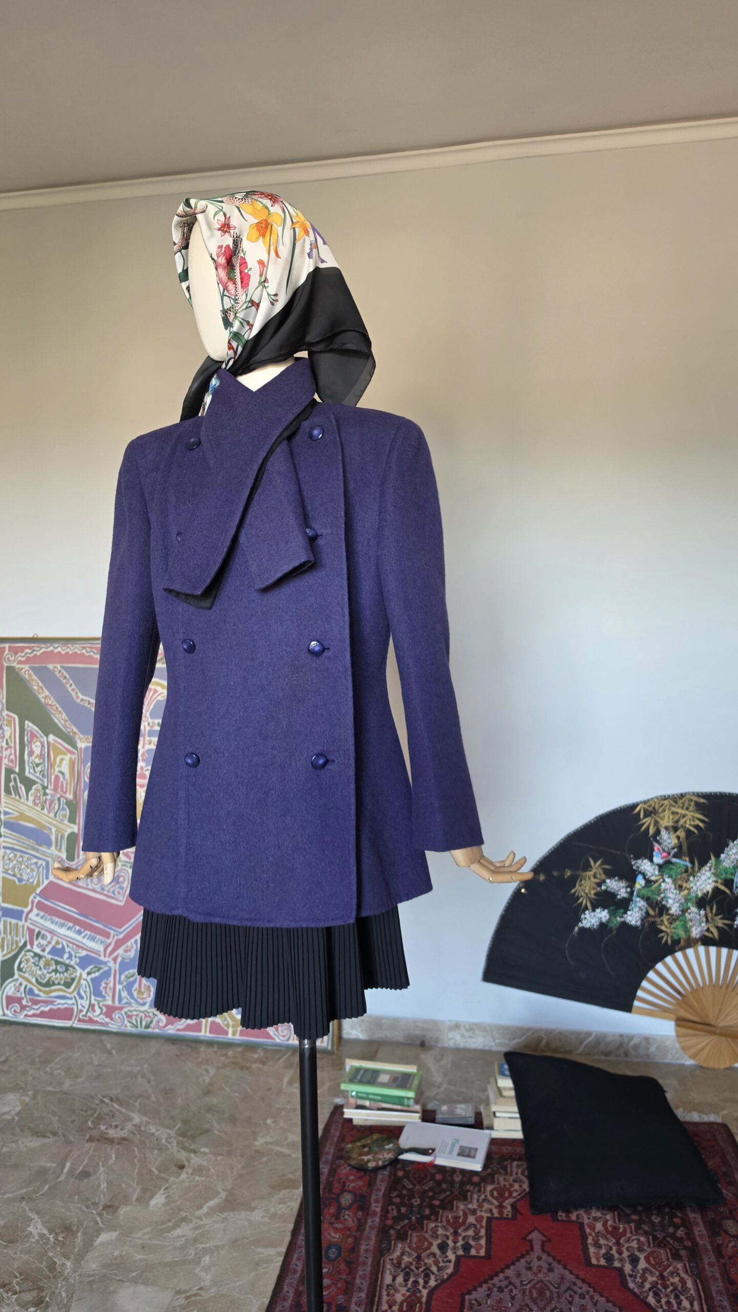 Giacca capospalla vintage anni 80 by Pierre Cardin Paris in Pura Lana viola/grigia - immagine 11