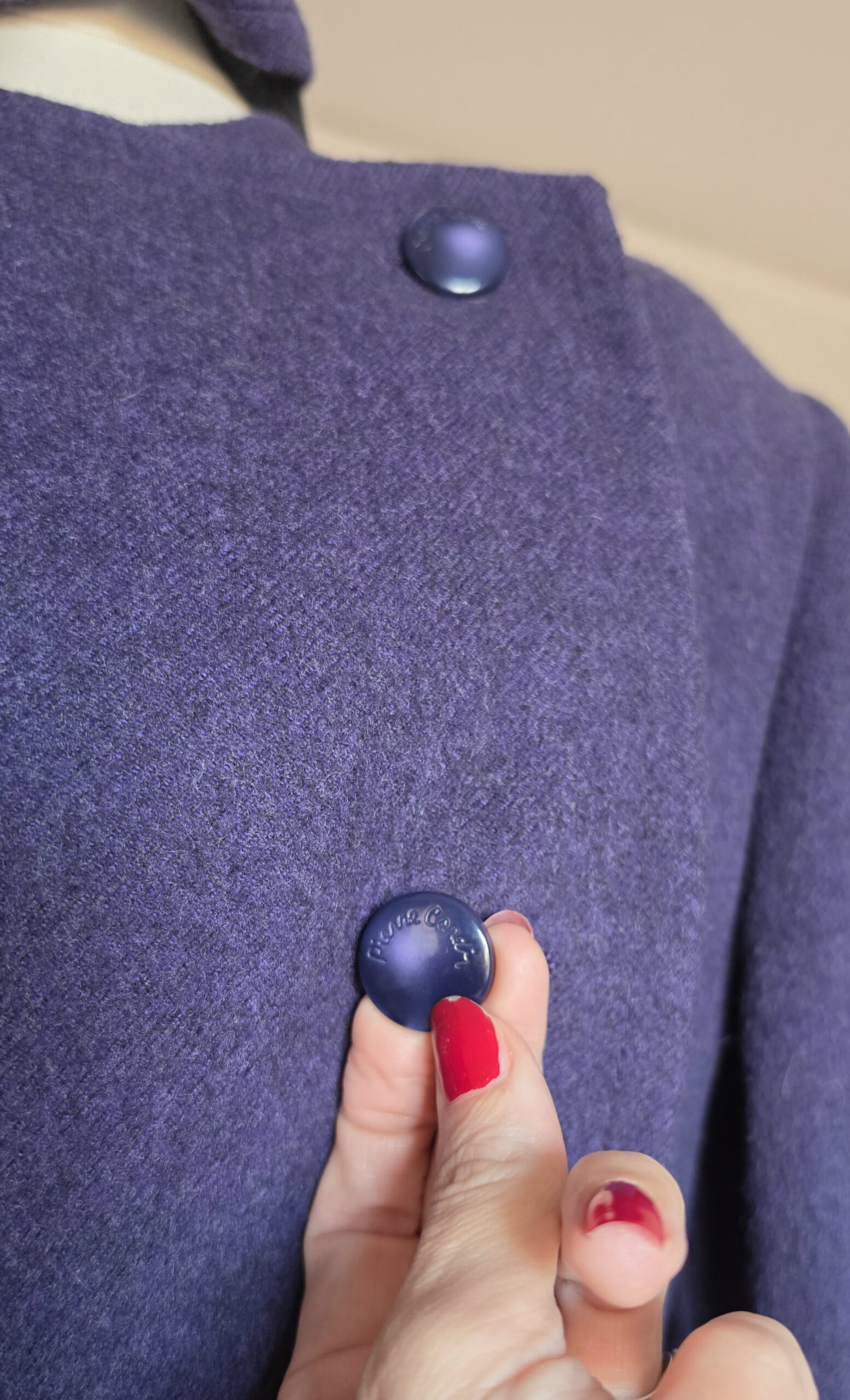 Giacca capospalla vintage anni 80 by Pierre Cardin Paris in Pura Lana viola/grigia - immagine 12