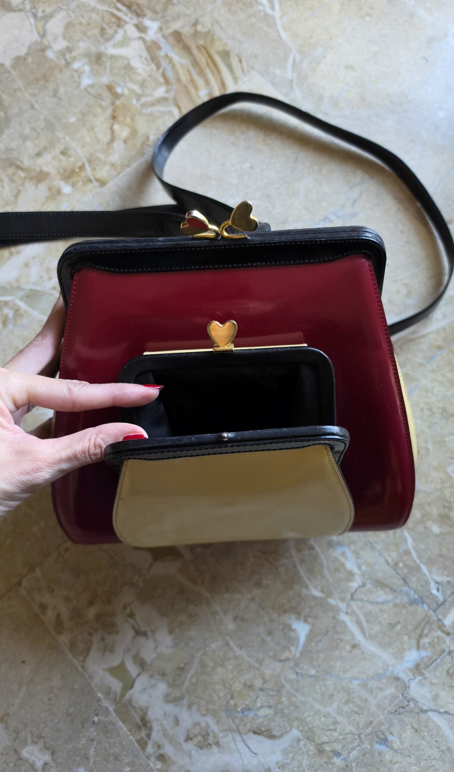 Borsa /zaino vintage anni 90 by Moschino in pelle spazzolata - immagine 8