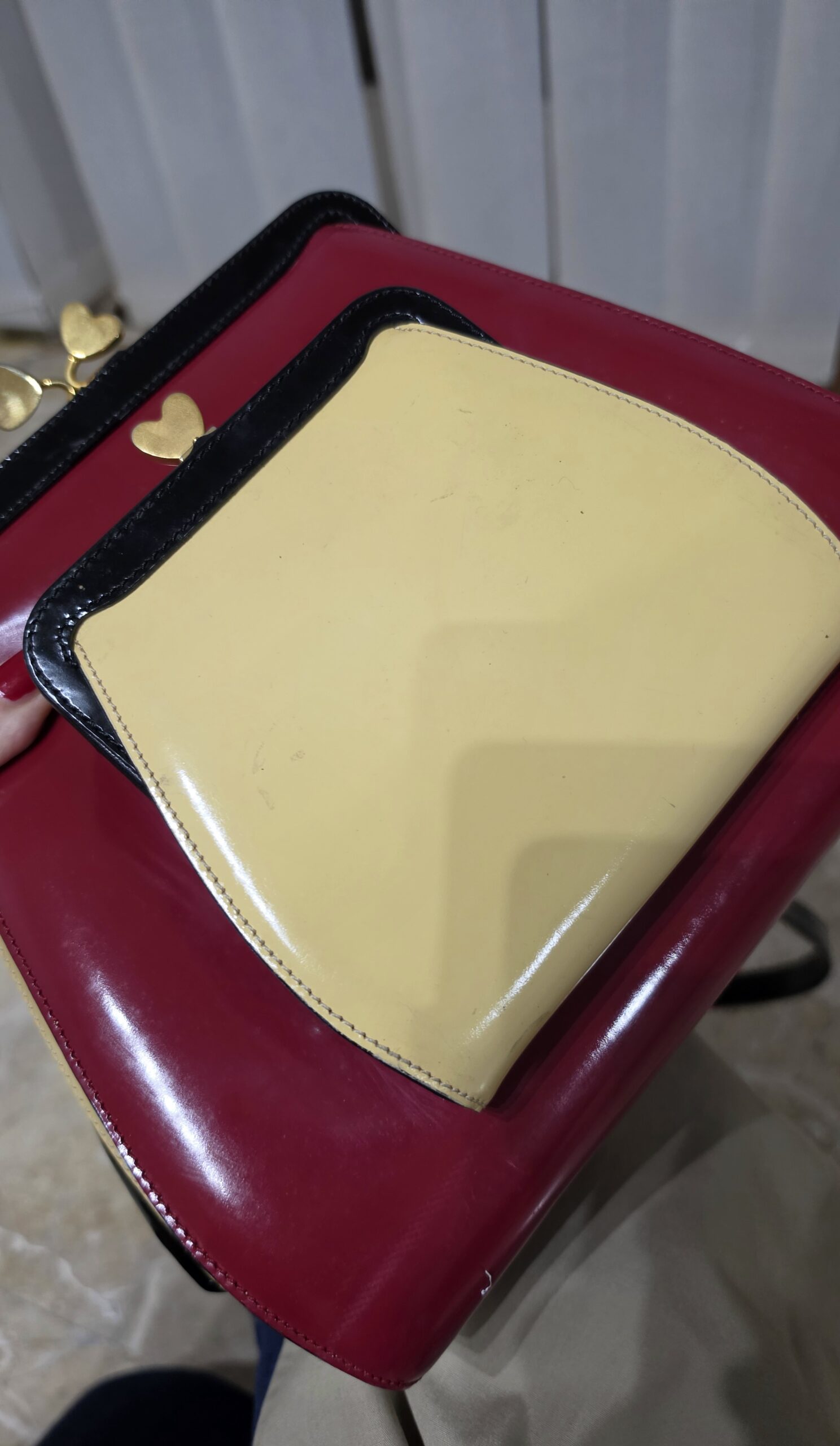 Borsa /zaino vintage anni 90 by Moschino in pelle spazzolata - immagine 9