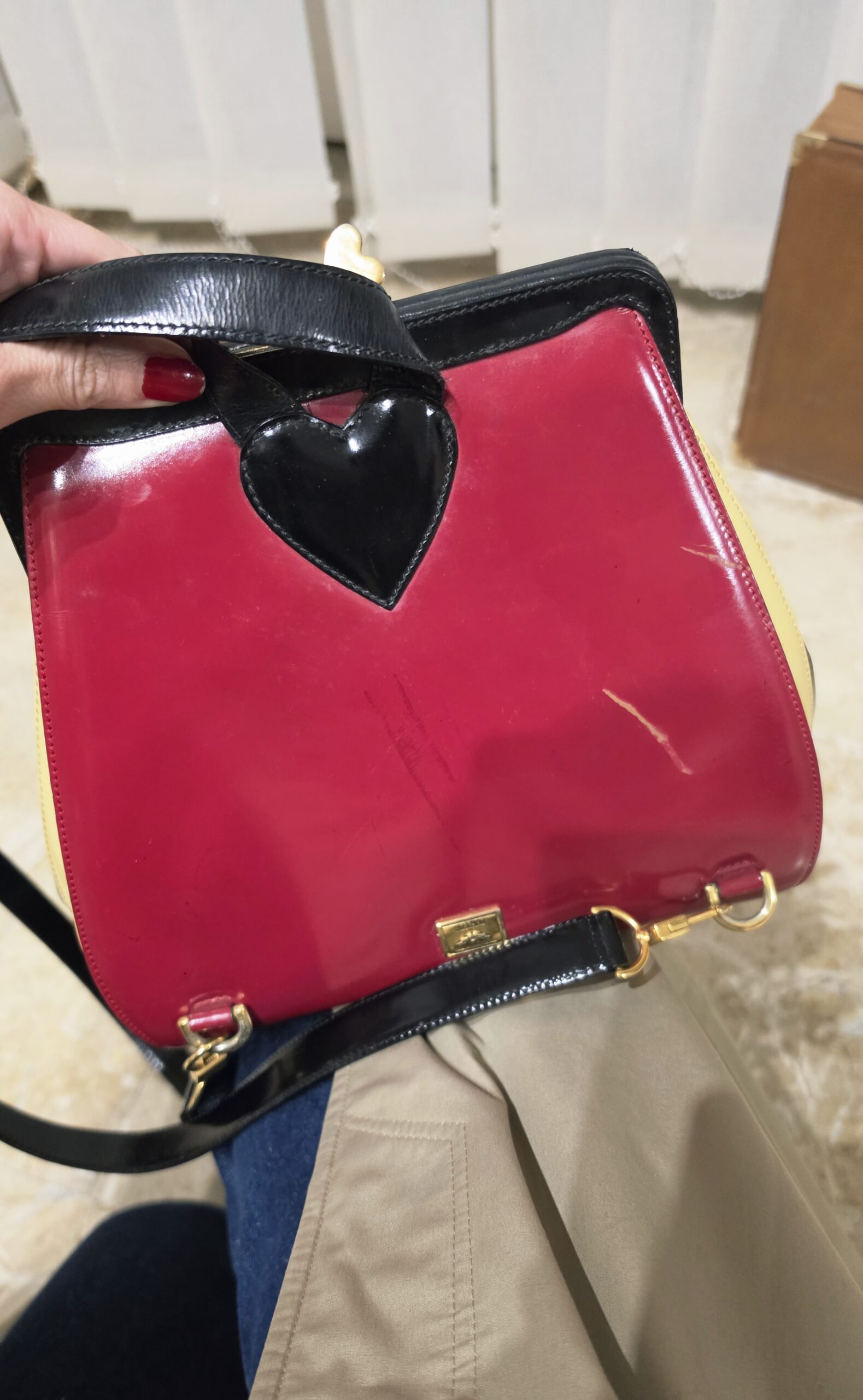 Borsa /zaino vintage anni 90 by Moschino in pelle spazzolata - immagine 13